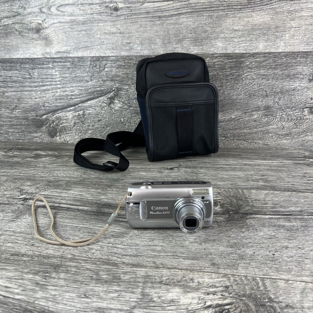 Canon PowerShot A470 7.1 MP Digital Camera 3.4x Zoom Silver Blue Tested Working